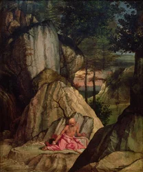 Der heilige Hieronymus meditiert in der Wüste, 1506